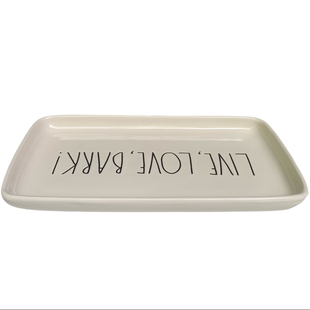 Rae Dunn LIVE LOVE BARK Dish Tray Trinket Holder White Dimples NWT 2017 OG - Picture 6 of 15